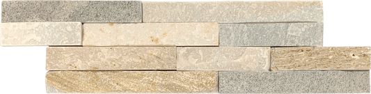Bati Orient Floors-Wall Cladding 4" x 14" Natural Stone Mosaic Beige Grey