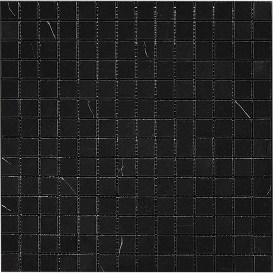 MIR Mosaic Tuxedo Park 1 x 1 12" x 12" Natural Stone Mosaic Nero Tumbled