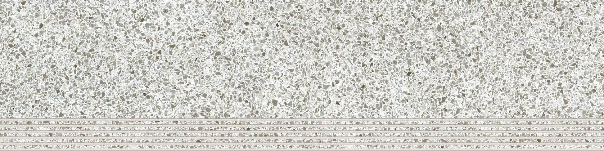 Agrob Buchtal Trio Terrazzo Stair 12" x 48" Porcelain Tile Terrazzo Ivory