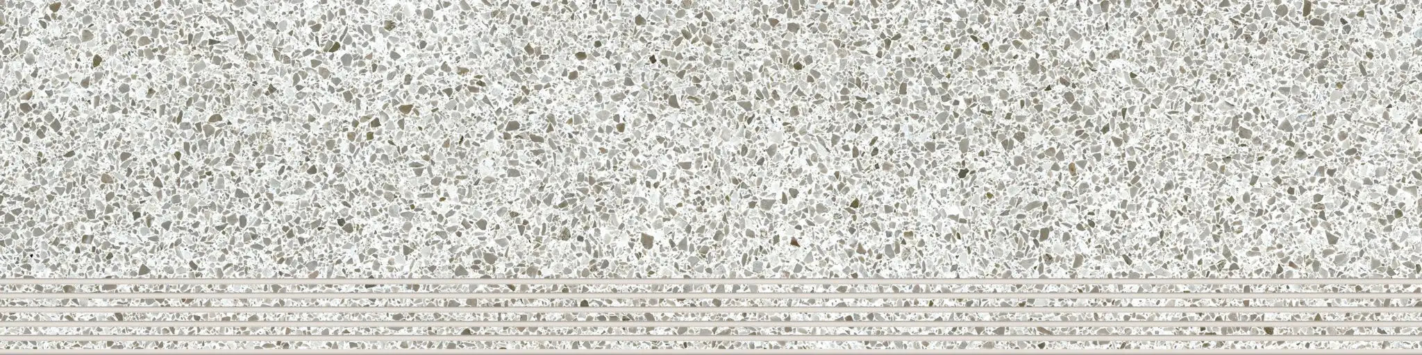 Agrob Buchtal Trio Terrazzo Stair 12" x 48" Porcelain Tile Terrazzo Ivory