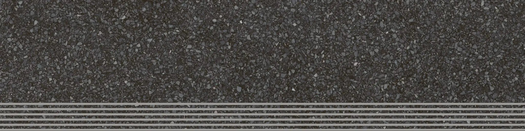 Agrob Buchtal Trio Terrazzo Stair 12" x 48" Porcelain Tile Terrazzo Black
