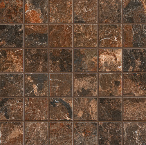 Happy Floors Mun 2 x 2 12" x 12" Porcelain Mosaic Rust