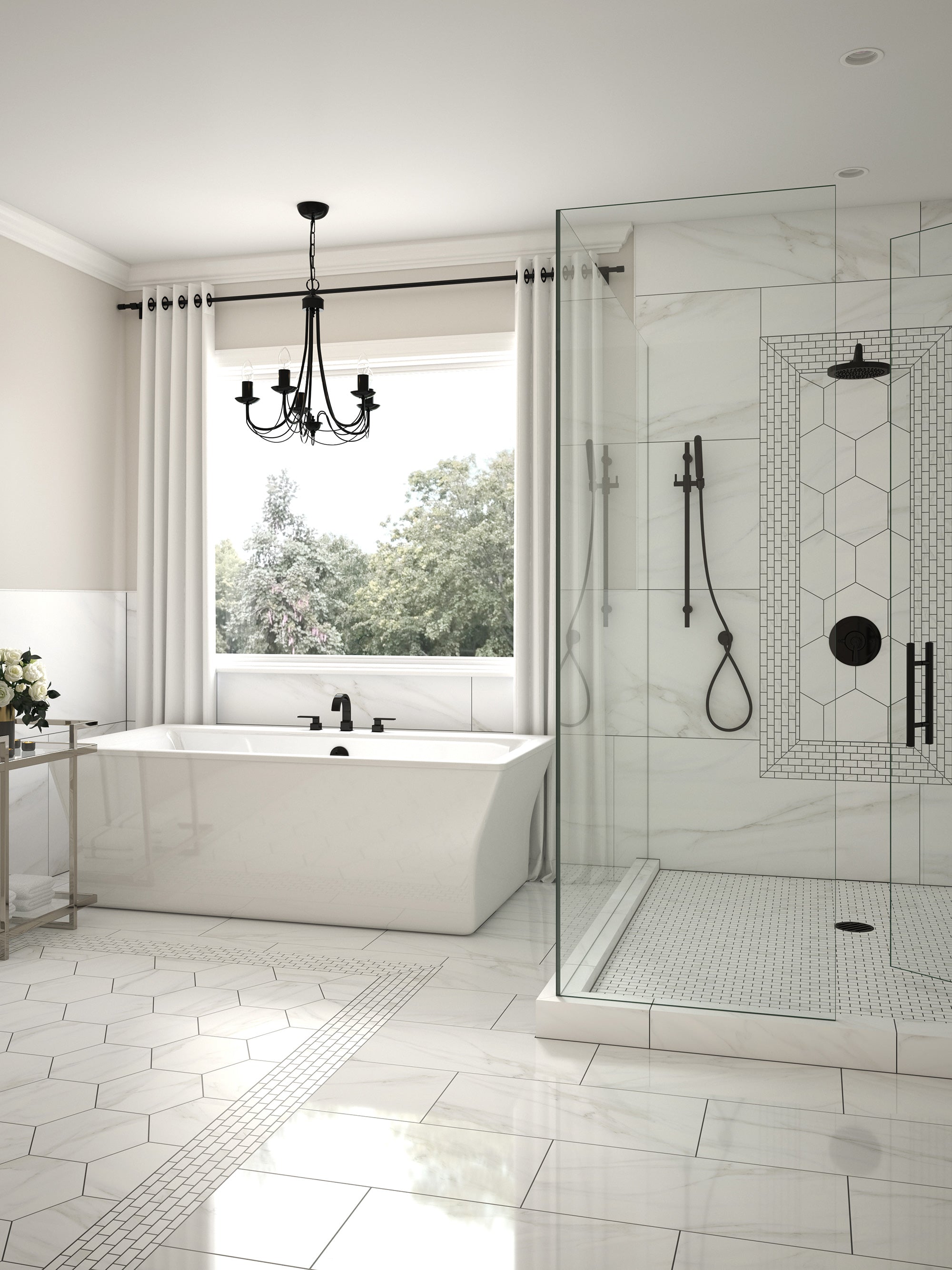 Anthology Marbleridge Reserve 1 x 2 11" x 11" Porcelain Mosaic Dusky Onyx