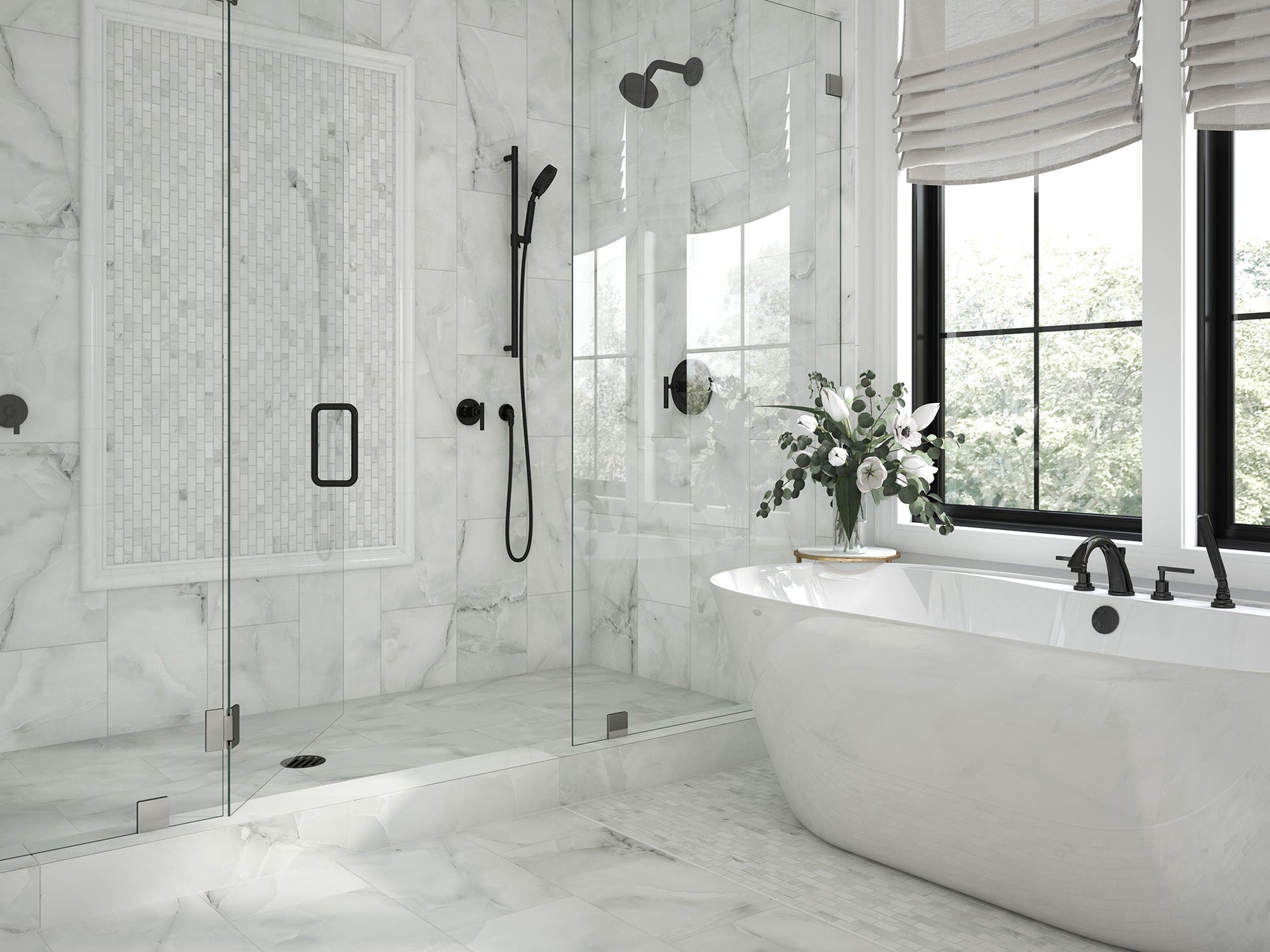 Anthology Marbleridge Reserve 12" x 24" Porcelain Tile Carrara Essence Matte