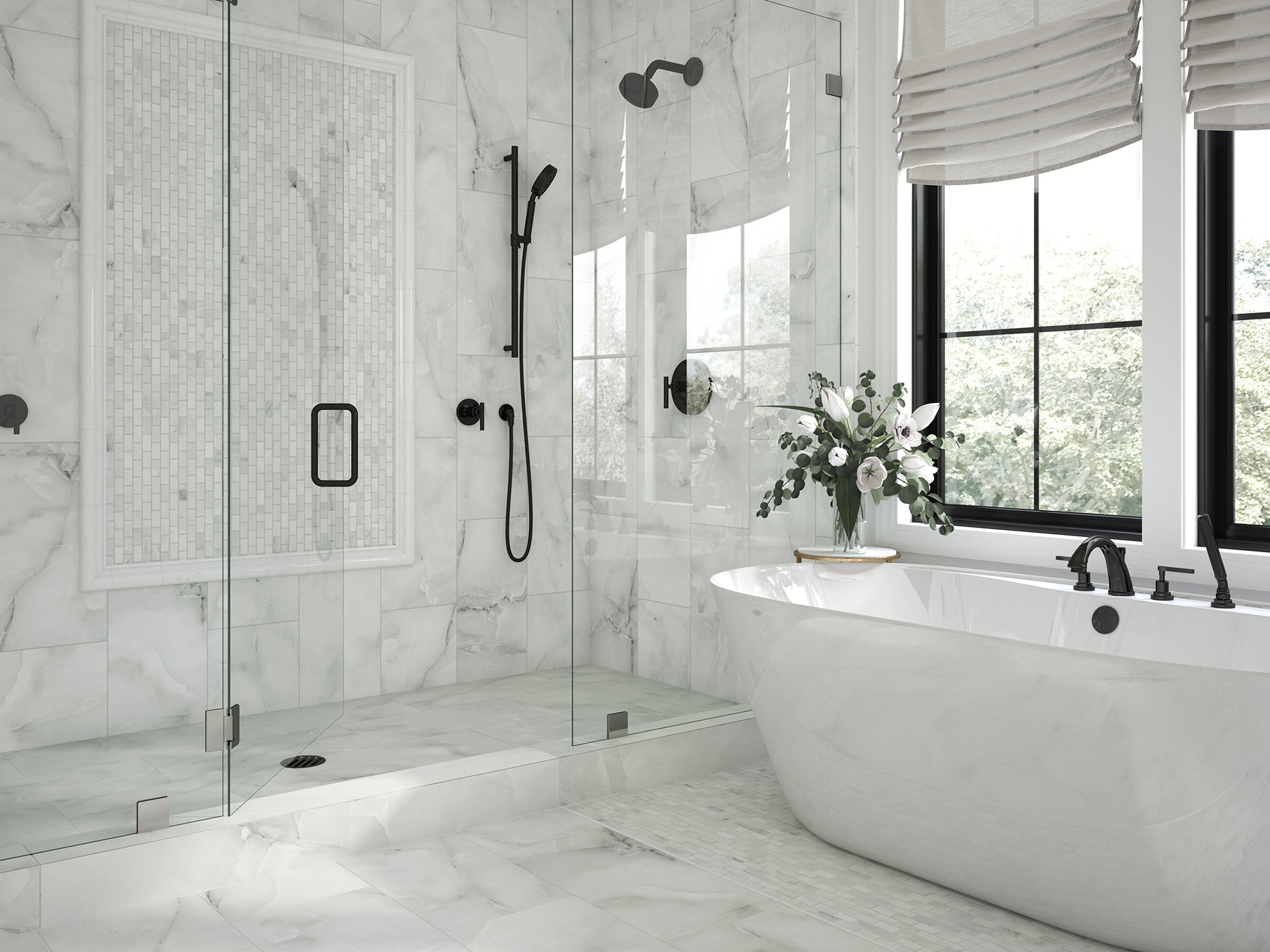 Anthology Marbleridge Reserve 12" x 24" Porcelain Tile Carrara Essence Matte