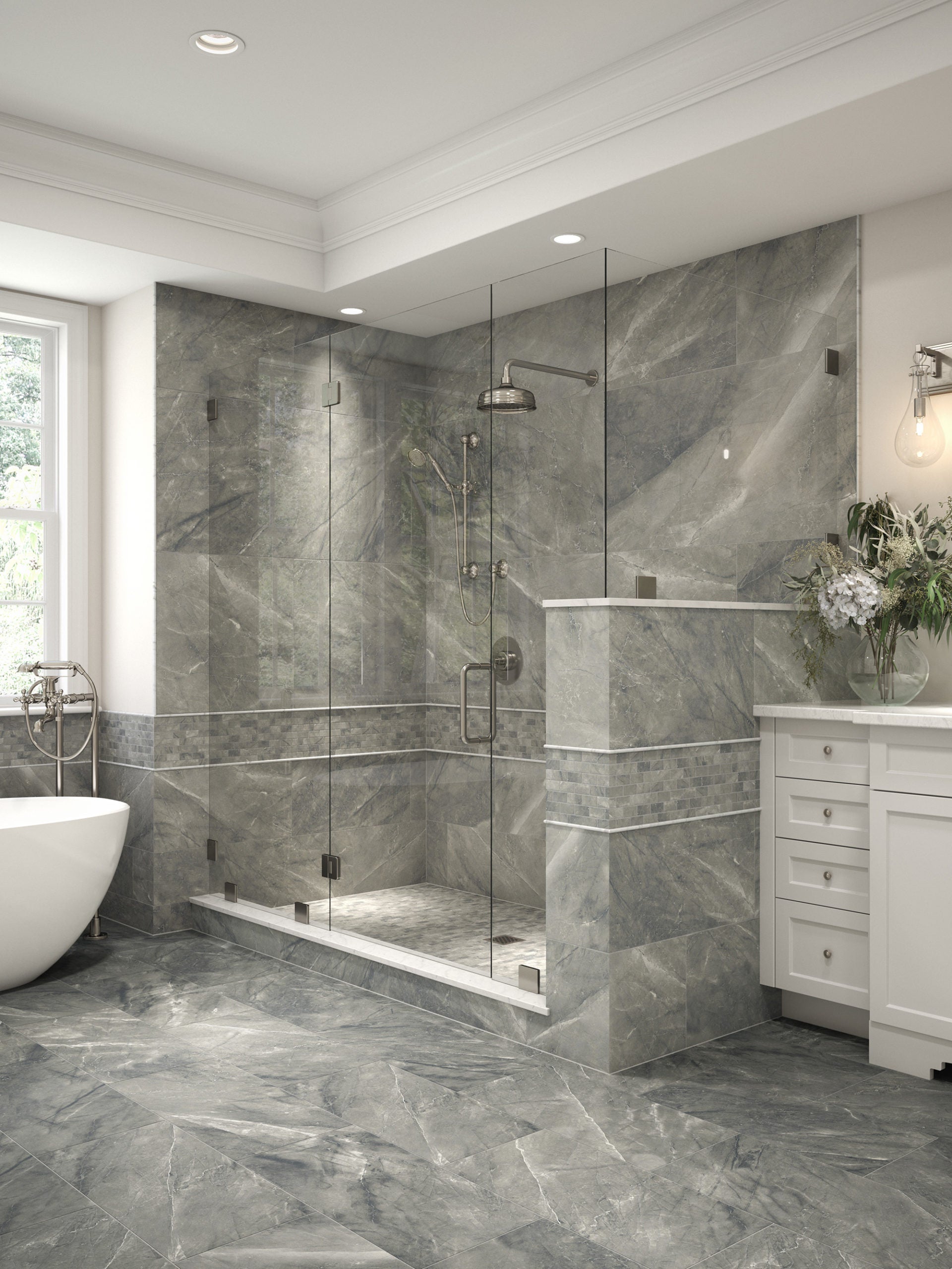 Anthology Marbleridge Reserve 12" x 24" Porcelain Tile Gris Naturalle Matte