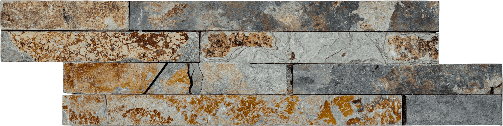 Bati Orient Floors-Wall Cladding 4" x 14" Natural Stone Mosaic Rust Slate