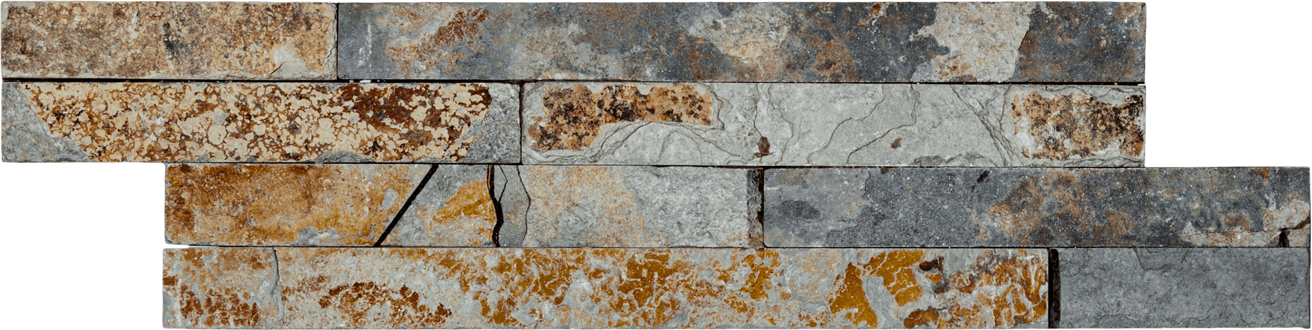 Bati Orient Floors-Wall Cladding 4" x 14" Natural Stone Mosaic Rust Slate