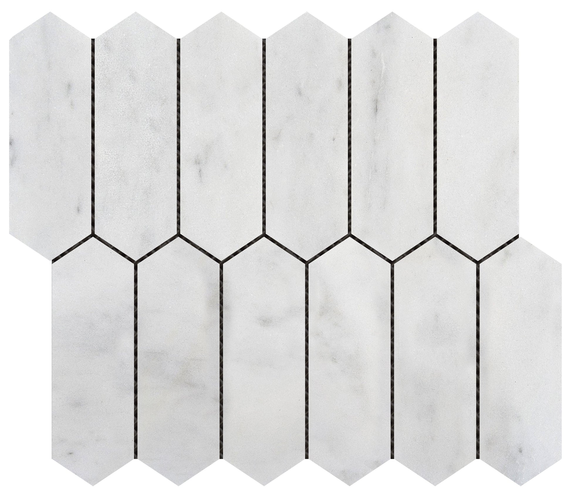 Bati Orient Marble Picket 2 x 6 11.5" x 12" Marble Mosaic White Grey