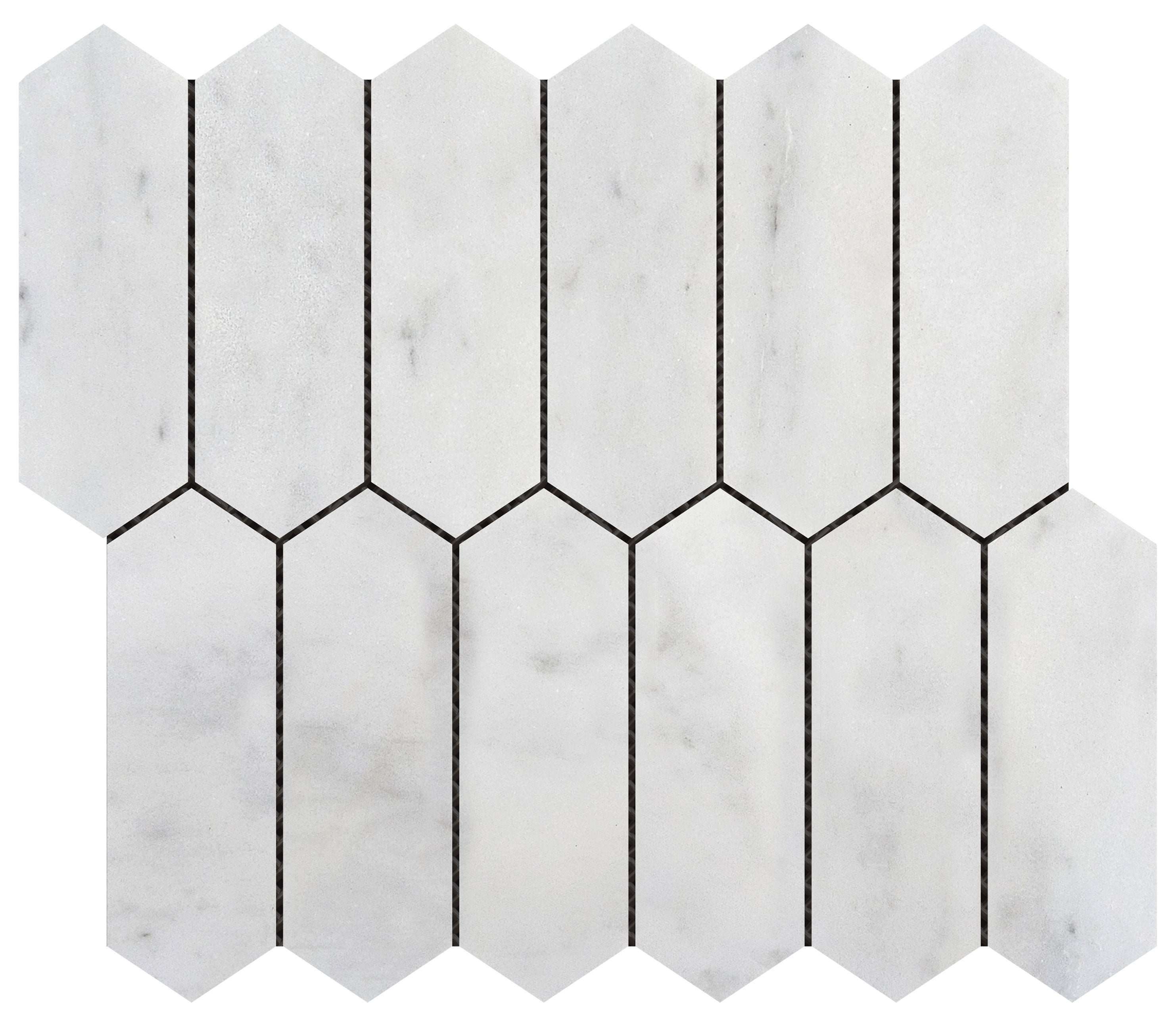 Bati Orient Marble Picket 2 x 6 11.5" x 12" Marble Mosaic White Grey