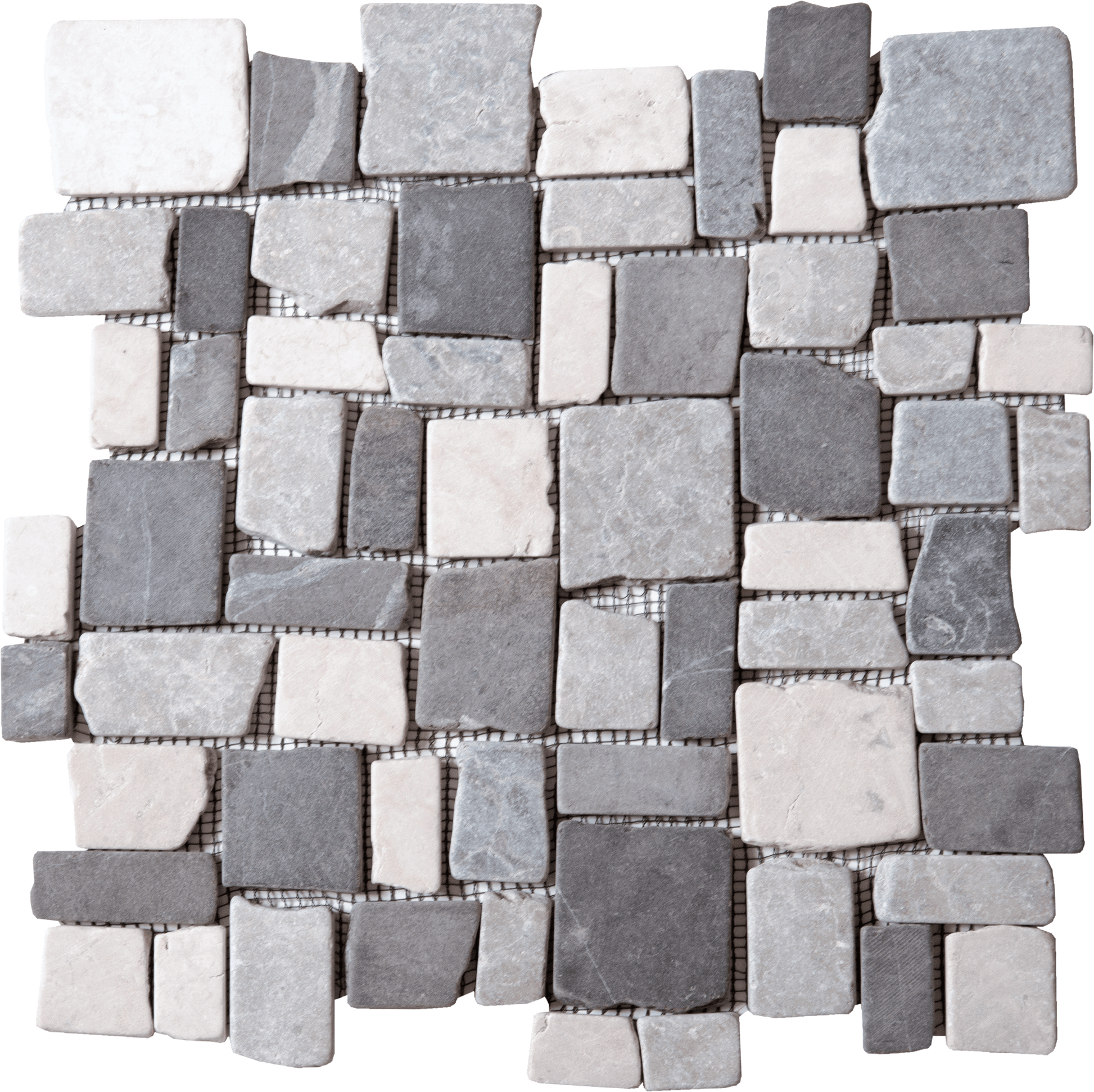 Bati Orient Marble Opus Cubic 11.8" x 11.8" Marble Mosaic White L.Grey D.Grey