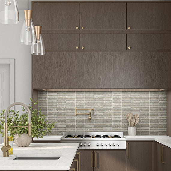 American Olean Urban Essence 1 x 6 Stacked 12" x 12" Porcelain Mosaic Pumice