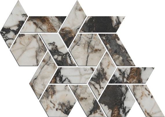 American Olean Foyer 3" Mixed 12" x 17" Porcelain Mosaic Contrast