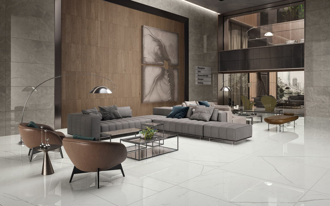 Atlas Concorde Beyond Calacatta 24" x 48" Porcelain Tile Gray Matte